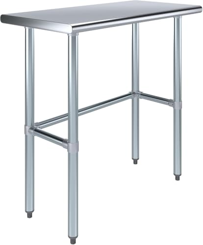 36" x 16" Open Base Stainless Steel Work Table | NSF Certified Commercial Prep Table with Galvanized Legs - size: 36"x16"