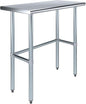 36" x 16" Open Base Stainless Steel Work Table | NSF Certified Commercial Prep Table with Galvanized Legs - size: 36"x16"