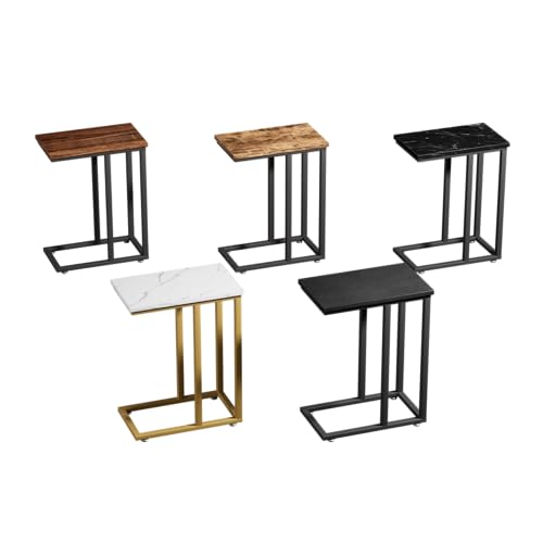 VECELO Universal C-Shaped Side Table, Multi-Functional Snack & TV Tray for Living Room, Bedroom, Black (1 Set) - color: Black, size: 1 Set