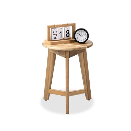 VICTORY RELAX Round Side Table – Acacia Wood End Table for Living Room or Bedroom – Light Natural Wood Finish, Compact Nightstand or Accent Table for Sofas & Beds (13x16 x13 Inches) - color: Light Natural