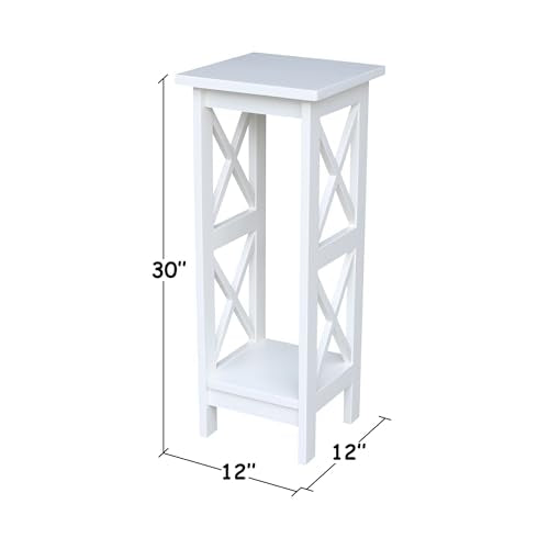 IC International Concepts, 30" X-Sided Plant Stand , Solid Wood, Real Parawood, 12" W x 12" D x 30" H, Easy Assembly, Snow White - color: Snow White, size: 12 inch W x 12 inch D x 30 inch H