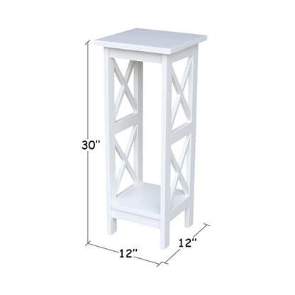 IC International Concepts, 30" X-Sided Plant Stand , Solid Wood, Real Parawood, 12" W x 12" D x 30" H, Easy Assembly, Snow White - color: Snow White, size: 12 inch W x 12 inch D x 30 inch H