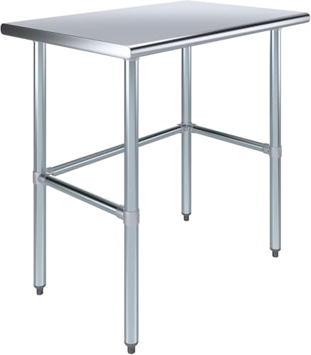 24" x 36" Open Base Stainless Steel Work Table – NSF Certified Compact Commercial Utility Table with Galvanized Legs for Kitchens, Labs & Food Trucks - size: 36"x24"