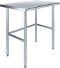 24" x 36" Open Base Stainless Steel Work Table – NSF Certified Compact Commercial Utility Table with Galvanized Legs for Kitchens, Labs & Food Trucks - size: 36"x24"