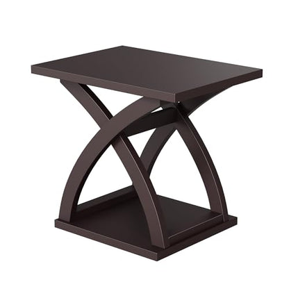 ChooChoo End Side Table, Modern End Table with Storage Shelf | Simple shape, Living Room, Espresso - color: Espresso, size: 15.7"D x 21.7"W x 19.6"H