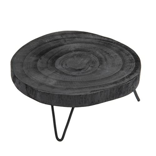Creative Co-Op Decorative Paulownia Wood Pedestal, Black - color: Black, size: 9"