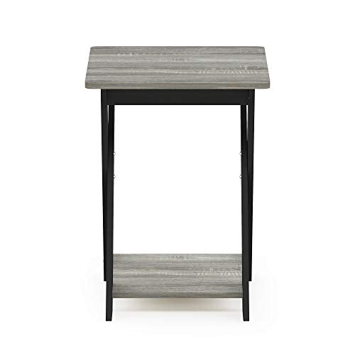 FURINNO Modern Simplistic Criss-Crossed End Table, French Oak Grey - color: French Oak/Black, style: Contemporary