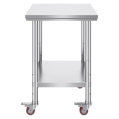 VEVOR Stainless Steel Work Table 30 x 24 x 33 Inch Prep Table with 4 Caster - size: 30*24*33In, style: With Caster
