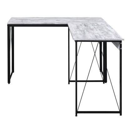 Kaimei Antique White & Black Rustic Industrial Writing Desk - Sturdy Wood & Metal Design for Home Office