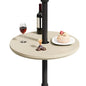 Patio Umbrella Table Tray with 1.5" Hole, Plastic Outdoor Side Table with Adjustable Knob, All-Weather, for Poolside, Backyard, Deck, 2pcs, Beige