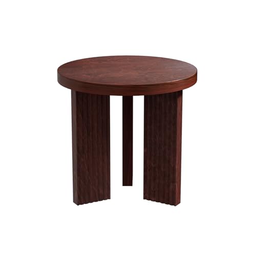 17.52" Small Round Side Table, Burgundy | Coffee Table with Smooth Thick Mesa, Circle End Table with X Shaped Stable Legs, Accent Tea Table for Living Room, Office - color: Burgundy, style: Side Table