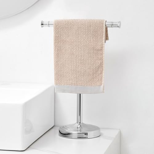 RUMOSE 13 Inch Polished Chrome Towel Stand Hand Towel Holder Bathroom Kitchen Vanity Countertop T-Shape Towel Rack Free Standing Stainless Steel Towel Bar Towel Ring - color: Polished Chrome