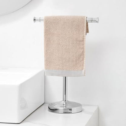RUMOSE 13 Inch Polished Chrome Towel Stand Hand Towel Holder Bathroom Kitchen Vanity Countertop T-Shape Towel Rack Free Standing Stainless Steel Towel Bar Towel Ring - color: Polished Chrome