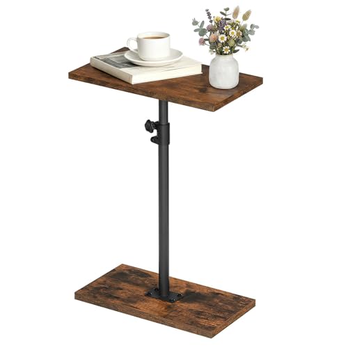 MAHANCRIS Narrow Side Table, Height Adjustable Sofa Table, Tall Couch Table | Small End Table for Small Spaces, Sturdy Wooded Nightstand, Easy Assembly, Multi-Functional, Living Room, Bedroom, Corner - color: Rustic Brown