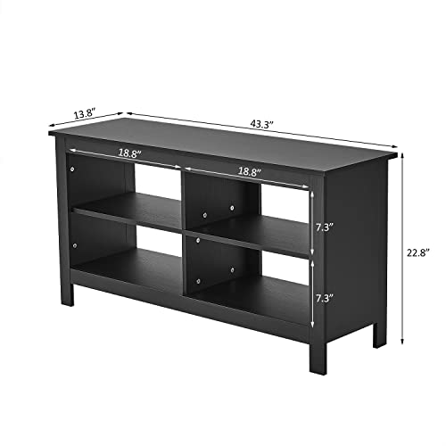 Gyger 43 Inches TV Stand,Mid Century Modern Entertainment Center with 4 Open Shelves Farmhouse TV Media Console Table for Living Room,Bedroom,Television Stand up to 50 Inches(Black) - color: Black