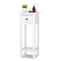 Narrow End Table, Tall Nightstand with Drawer & Shelf, Small Bedside Table w/Anti-Tipping Device, No Assembly, White - color: White