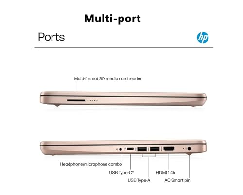 Elite 14" HD Anti-Glare Display Portable Laptop for Student & Home Office by HP, Intel Quad-Core N150, 4GB RAM|128GB UFS, Wi-Fi6/SD Card Slot/WIN 11, 1-Year Microsoft 365 & 1TB Cloud Storage Rose Gold
