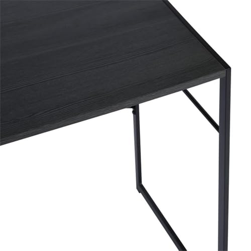Pemberly Row Compact Industrial Computer Desk, Black Finish, Modern Minimalist Style, Durable Metal Frame and MDF Board, Spacious Work Surface, Ideal for Home Office, Study, or Small Spaces