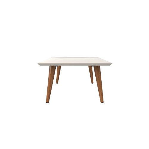 Manhattan Comfort Utopia Collection Mid Century Modern Low Rectangle Accent Living Room End Table With Splayed Legs, Off White (89452) - color: Off White
