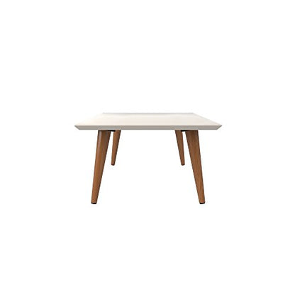 Manhattan Comfort Utopia Collection Mid Century Modern Low Rectangle Accent Living Room End Table With Splayed Legs, Off White (89452) - color: Off White