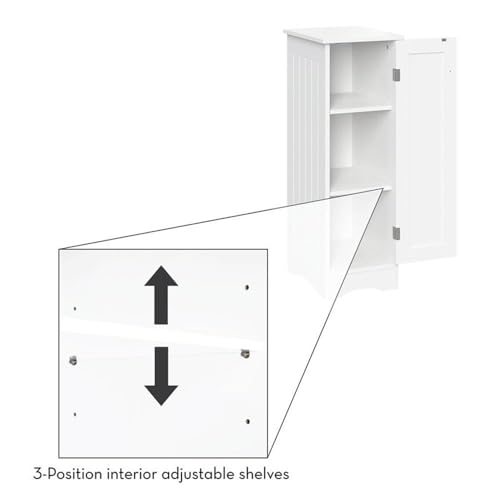 RiverRidge Ashland Slim Linen Cabinet - White - Narrow Cabinet for Bathroom Slim Storage with 2 Adjustable Shelves for Small Spaces