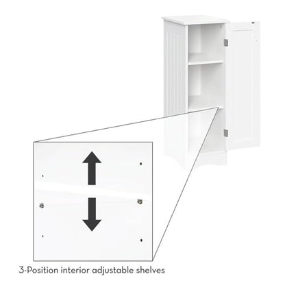 RiverRidge Ashland Slim Linen Cabinet - White - Narrow Cabinet for Bathroom Slim Storage with 2 Adjustable Shelves for Small Spaces