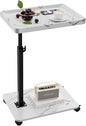 C Table End Table Adjustable Height, 360°Swivel TV Tray Table for Small Spaces, Couch Tables That slide under, C Shaped Side Tables living room and bedroom for Sofa, Bed,Chair, Snack (1, White) - color: White