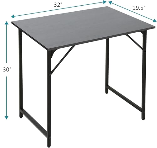 Dkelincs 32 Inch Small Computer Desk Home Office Desk Writing Desk Modern Simple Style Study Work Table with Metal Frame, Easy Assembly, Adjustable Feet, Water-Resistant, Scratchproof Surface, Black - color: Black, size: 32 Inch