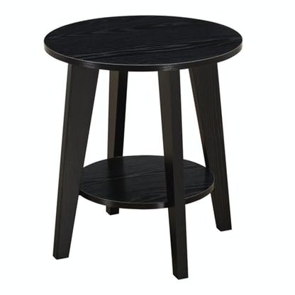 Small Round Side Table-17.7" Cute End Table with 2-Tier Storage | Waterproof Low Nightstand for Kids Room, Nursery, Small Spaces, Plant Stand & Bean Bag (Black) - color: Charcoal Black