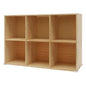 6-Cube Solid Wood Bookshelf, 3-Tier Storage Organizer Semi-Open Floor Display Shelf Closet Cabinet for Home Office Library School, 12" D x 35" W x 24" H - size: 6-Cube