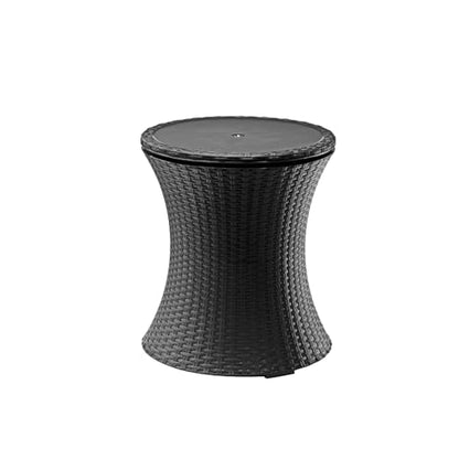 Keter Pacific Cool Bar Outdoor Patio Furniture and Hot Tub Side Table with 7.5 Gallon Beer and Wine Cooler, Dark Grey - color: Dark Grey