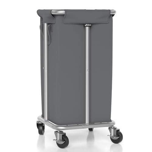 Hodonas 115L Laundry Basket with Wheels, 30 Gal. Rolling Laundry Hamper, Removable and Machine Washable Liner, Steel Frame, Tall Laundry Cart for Laundry Room, Bedroom, Bathroom, Dorm Storage -Gray - color: Gray