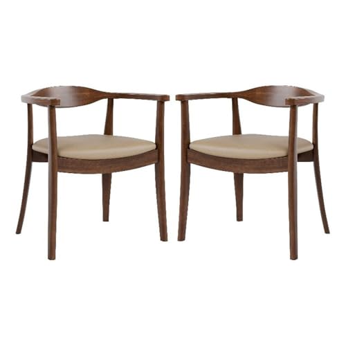 Furniture of America Nazaen I Mid-Century Modern Solid Wood 245-inch Side Chairs Set of 2 with Arm Rest, Semi-Handmade, Upholstered Seating for Home Kitchen, Dining Room, Rich Walnut - color: Rich Walnut, size: Style 1