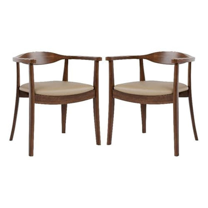 Furniture of America Nazaen I Mid-Century Modern Solid Wood 245-inch Side Chairs Set of 2 with Arm Rest, Semi-Handmade, Upholstered Seating for Home Kitchen, Dining Room, Rich Walnut - color: Rich Walnut, size: Style 1
