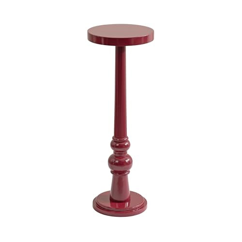 Kate and Laurel Wegner Transitional Wooden Round Drink Table, 8 x 8 x 23, Gloss Red, Modern Durable Pedestal Table for Use as Indoor Plant Stand, or Decorative Living Room Decor Accent - color: Red