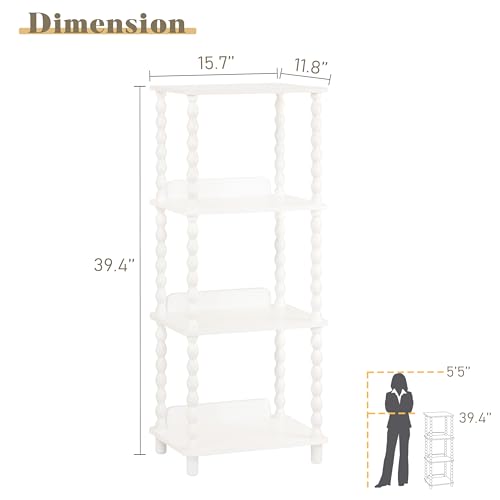 Fultyle Bookshelf, 4-Tier Bookcase with Open Shelves, Modern Book Shelf for Small Spaces, Bedroom, Living Room and Office with Solid Wood Legs (White) - color: White