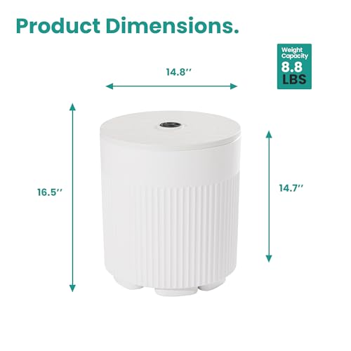 SUNBURY Outdoor Umbrella Side Table, Patio Table with Umbrella Hole, Round Base Outdoor Garden Stand for Modern Coffee, Picnic or Poolside Table, Easy Assembly, White