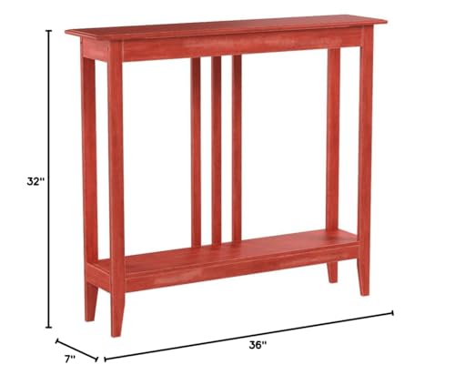 The Lakeside Collection Slim Space Saving Accent Tables 36" W x 7" D x 32" H - Antiqued Country Red - color: Red