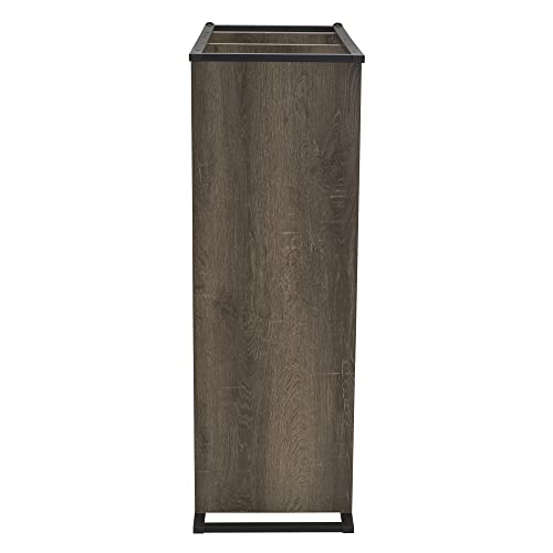 Household Essentials Wide 3‑Shelf Open Storage Bookshelf in Oak Rustic Wood Grain and White Metal Frame, Ashwood - color: Ashwood