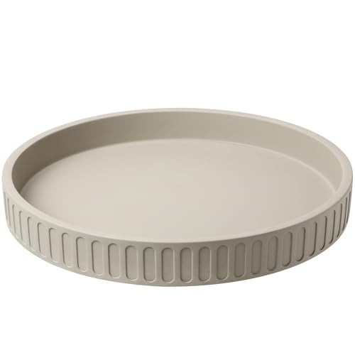 12in Decorative Tray for Coffee Table Tray Decor, Gray 100% Solid Concrete Decorative Round Tray for Kitchen, Living Room, Home Decor - color: Concrete Gray