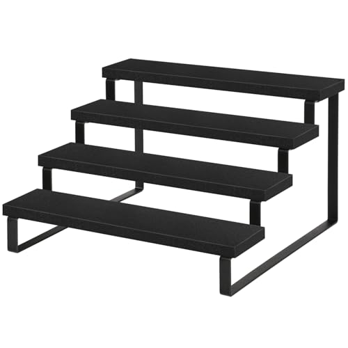 YINMIT Wooden Display Riser Stand, Tiered Perfume and Cologne Organizer Stand, 4 Tier Spice Rack Organizer, Rustic Display Shelf for Candles (4 Tier,Black) - color: 4 Tier,Black