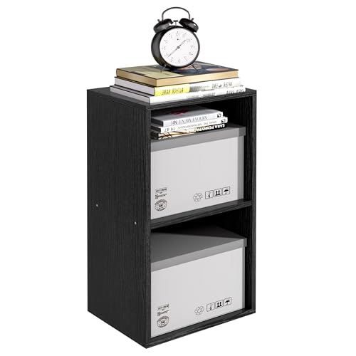 Wooden 2 Cube Storage Organizer, 2 Tier Storage Cubes Storage Display Cubby, Versatile Cubes Shelf and Cubby Organizer for Any Space (Black, 2 Cube-W(11.8inch) - color: Black, size: 2 Cube-W(11.8inch)