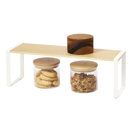YAMAZAKI Home Kitchen Rack - Counter Storage Shelf Organizer Steel + WoodWhite