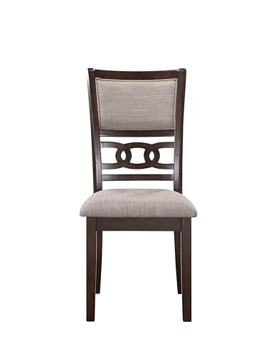New Classic Furniture Gia Dining Chair (Set of Six), Light Brown Fabric Upholstered Seat & Back Rest, Cherry Brown - color: Cherry, size: Set of 6, style: Dining Chair