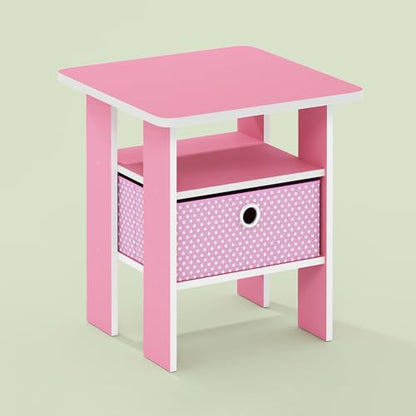 Ipoh End Table, Nightstand, Side Table with Bin Drawer for Small Spaces, Living Room, Bedroom, Blush Pink - color: Blush Pink