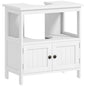 kleankin Pedestal Sink Storage Cabinet, Bathroom Under Sink Cabinet with 2 Doors and Open Shelf, Bathroom Vanity, White - color: White
