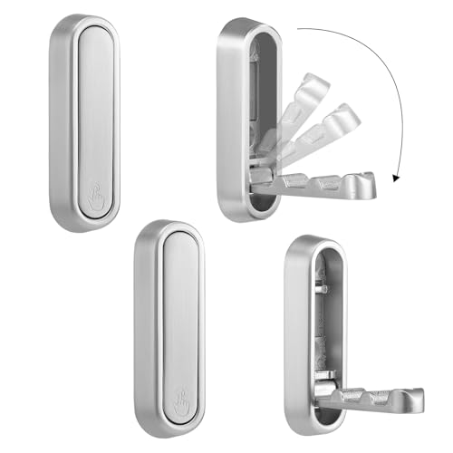 Foldable Wall Hook, Silver, 4 Pack, Screw Mounted, Heavy Duty Coat Hooks | 90° Foldable Design, Wall Mounted, Zinc Alloy, Flip-Down Design, Includes Screws And Anchors, For Bedroom, Entryway, Closet - color: Silver, size: 4 Pcs