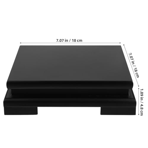 Cabilock Wood Vase Display Riser, 7 inch Square Decorative Pedestal Stand, Black Wooden Tray Base for Oriental Home Countertop Decoration