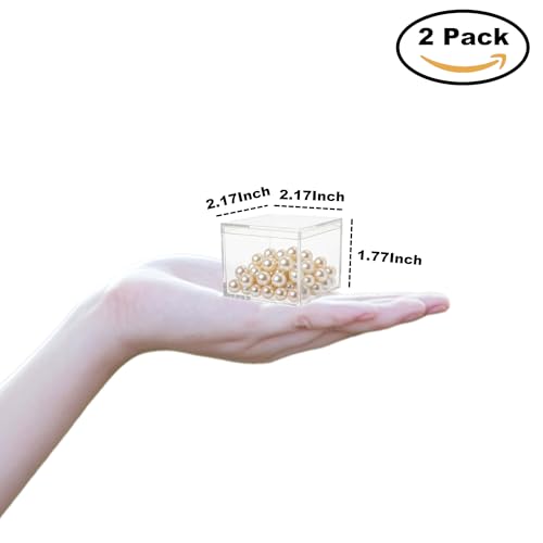 KissYou Small Acrylic Box Clear Boxes with Lid Acrylic Square Cube for Display Jewelry Storage Contanier Party Decorative Box - size: 2.17 x 2.17 x 1.77 Inch
