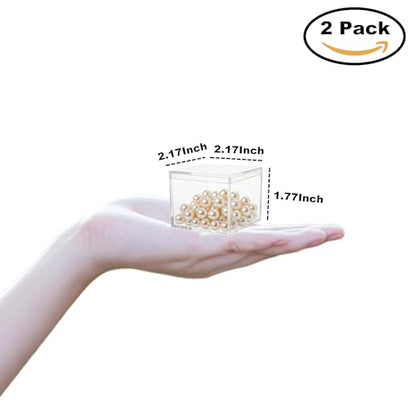 KissYou Small Acrylic Box Clear Boxes with Lid Acrylic Square Cube for Display Jewelry Storage Contanier Party Decorative Box - size: 2.17 x 2.17 x 1.77 Inch